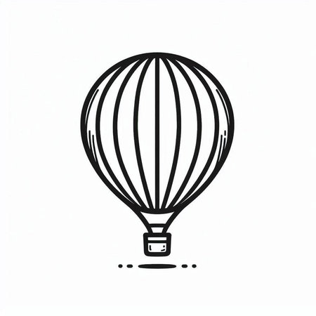 Hot air balloon doodle icon. Hand drawn vector illustration.