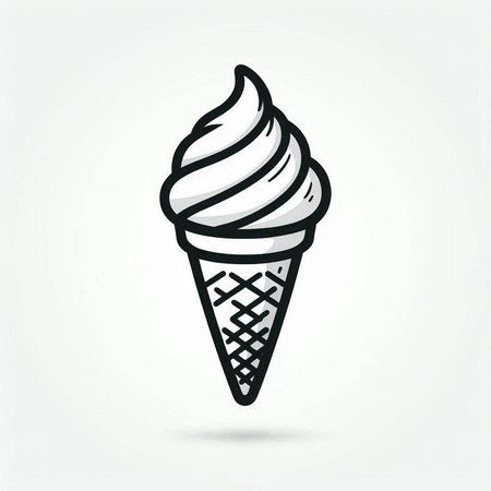 Ice cream icon. Vector ice cream in a waffle cone.の写真素材