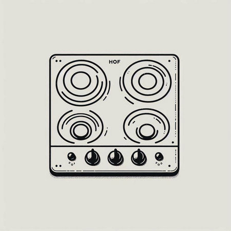 Kitchen gas stove vector illustration in retro style. Isolated on white background.