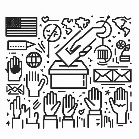 Vector line art illustration of voting, election, democracy, democracy, voting and elections....