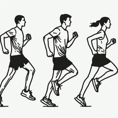 jogging people on white background, doodle, hand drawn