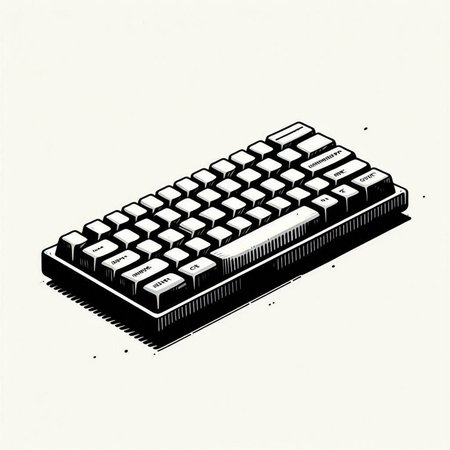 Computer keyboard on a white background. Vector illustration in retro style.