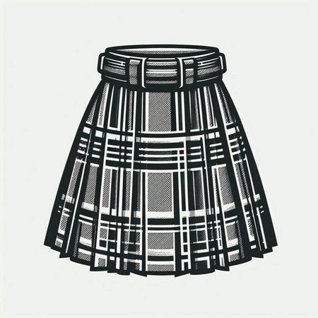 Sketch of a scottish skirt. Vector illustration.