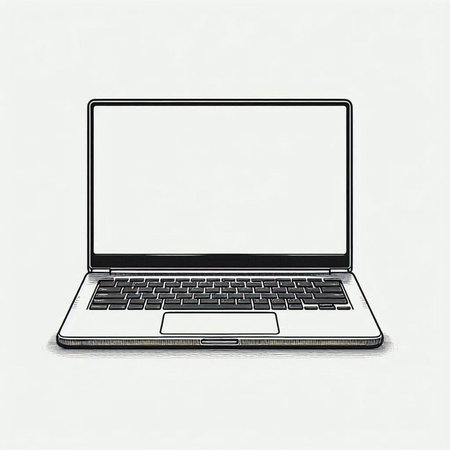 Laptop computer with blank screen isolated on white background, 3d render