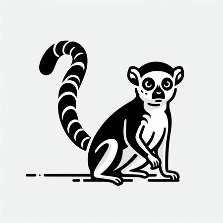 Vector image of a lemur on a white background. Symbol of monkey.