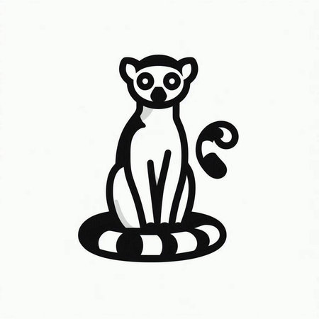 Cute lemur sitting on a white background. Vector illustration.