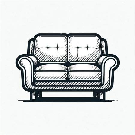Sofa in sketch style. Vector illustration for your design.