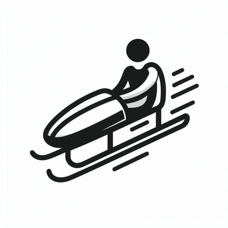 sledding icon in black on a white background, vector illustration