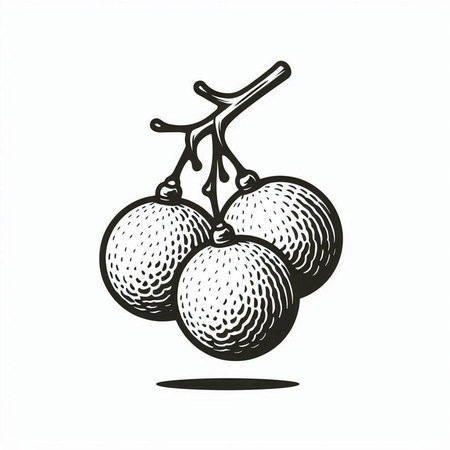 Vector illustration of a bunch of longan on a white background.の写真素材