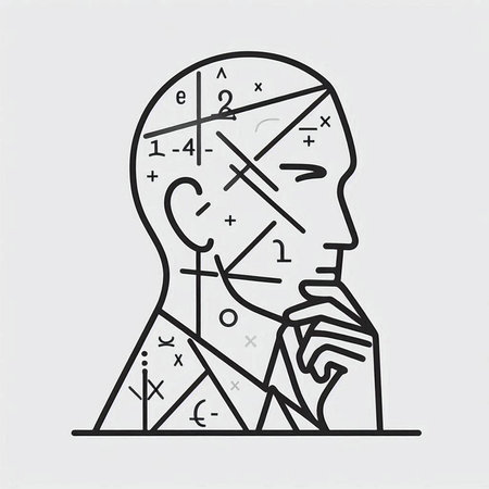Vector illustration of a man with astrological symbols in his head.