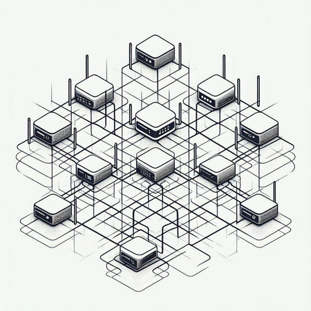 Data center isometric vector illustration. Abstract technology background. Vector illustration.