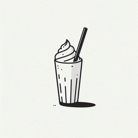 Illustration of a milkshake with whipped cream in a glassの写真素材
