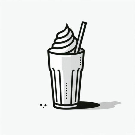 milkshake icon on white background, hand drawn style, vector illustrationの写真素材