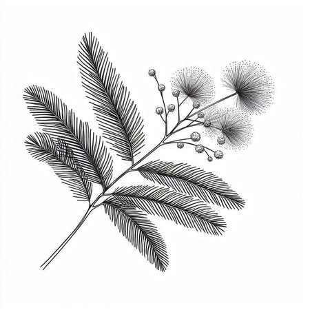 Eucalyptus branch with seeds and leaves. Vector illustration.の写真素材