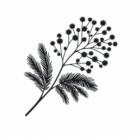Mimosa branch on a white background. Vector illustration, eps 10の写真素材