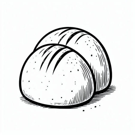 Sketch of a loaf of bread. Hand drawn vector illustration.の写真素材