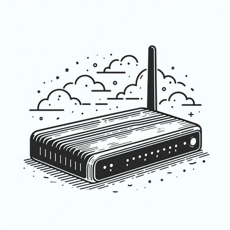 Wireless router. Vector illustration in vintage engraving style.の写真素材