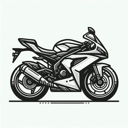 Motorcycle monochrome vector illustration isolated on white background. Side view.