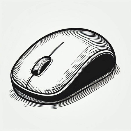 Computer mouse icon. Hand drawn vector illustration isolated on white background.