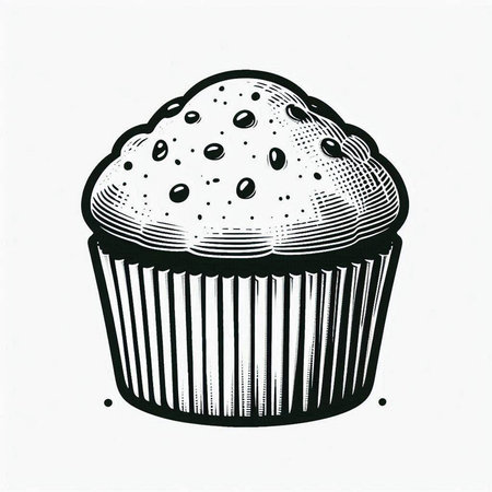 Cupcake isolated on white background. Vector hand drawn illustration.の写真素材