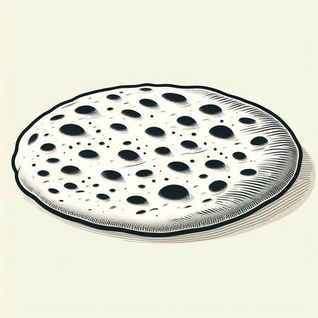Pizza slice with holes on a white background. Vector illustration.