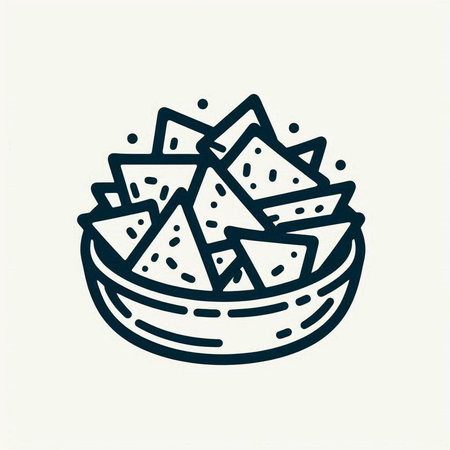 Nachos in bowl doodle vector icon. Hand drawn nachos illustration.の写真素材