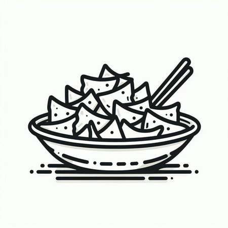Nachos in bowl icon isolated on white background. Vector illustration.の写真素材