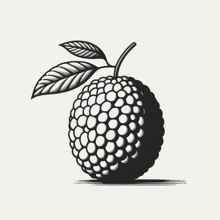 Litchi fruit. Hand drawn vector illustration in vintage engraved style.