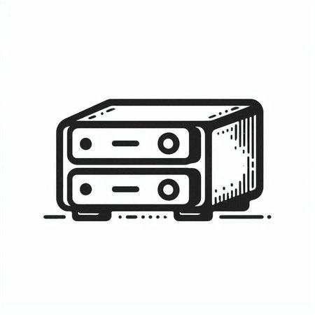 Computer server icon on white background. Vector illustration in sketch style.