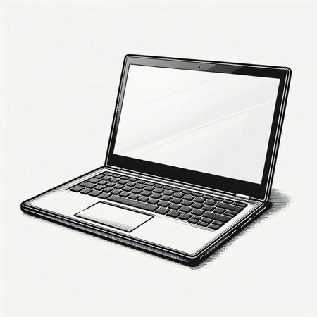 Laptop with blank screen isolated on white background. Vector illustration.