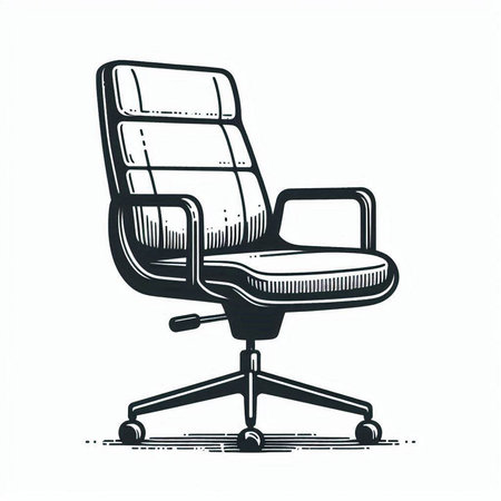 Office chair vintage monochrome vector illustration isolated on white background.の写真素材