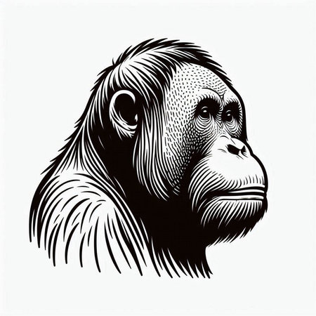 Monkey head isolated on white background. Hand drawn vector illustration.