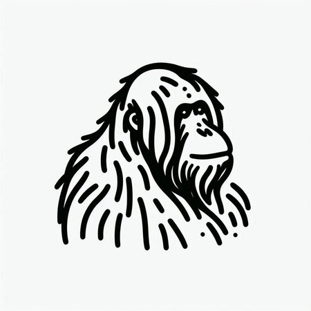 Gorilla head isolated on white background. Hand drawn vector illustration.