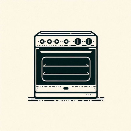 Oven icon. Kitchen appliances. Vector illustration in line style.