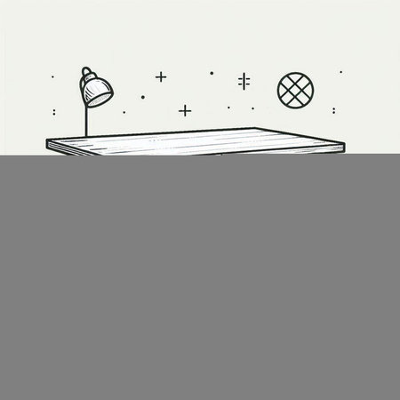 Illustration of a wooden floor with a lamp in the background.