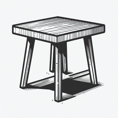 Sketch of a wooden stool. Vector illustration in retro style.