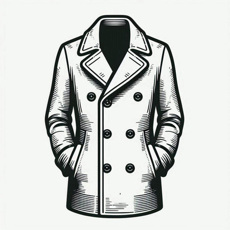 Vintage coat. Hand drawn vector illustration in engraving style.