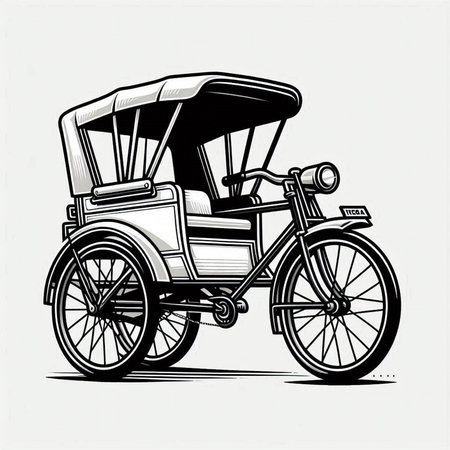 Tricycle icon, vector illustration. Flat design style, black and white.