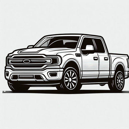 Vector illustration of a pick-up truck on a white background.