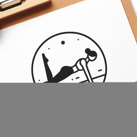 Fitness concept. Top view of a man lying on a bench and holding a stick.