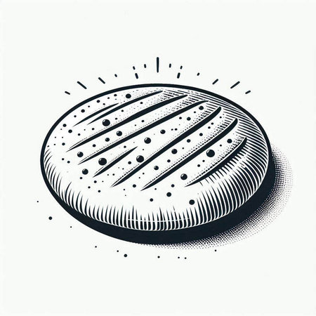 Vector hand drawn illustration of a round biscuit. Isolated on white background.