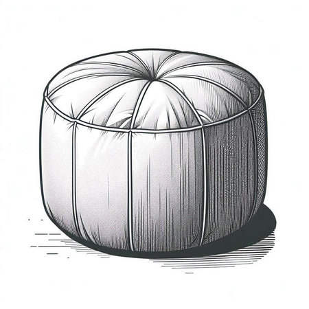 Illustration of a pouf on a white background in engraving style