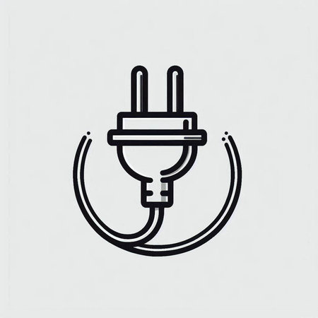 Electric plug icon, vector illustration. Flat design style, black on white.