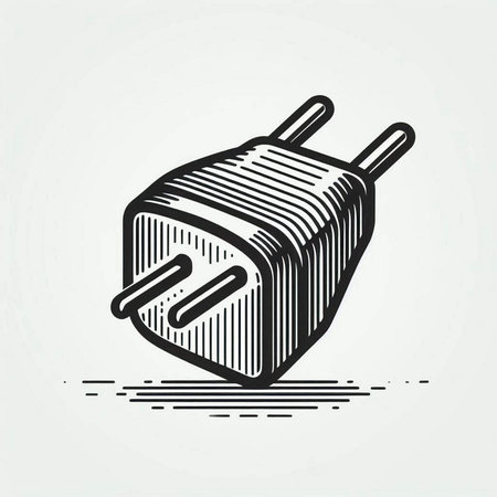 Electric plug isolated on white background. Vector illustration in retro style.