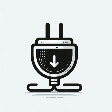 Power plug icon, vector illustration. Flat design style. Black and white.
