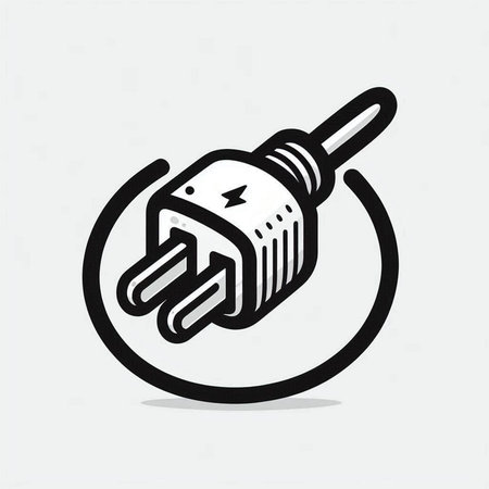 Power plug icon in black and white colors. Vector illustration. Eps 10