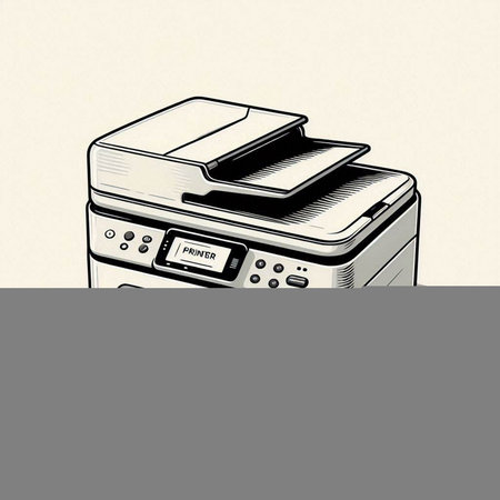 Printer icon, hand drawn vector illustration in old sketch style.