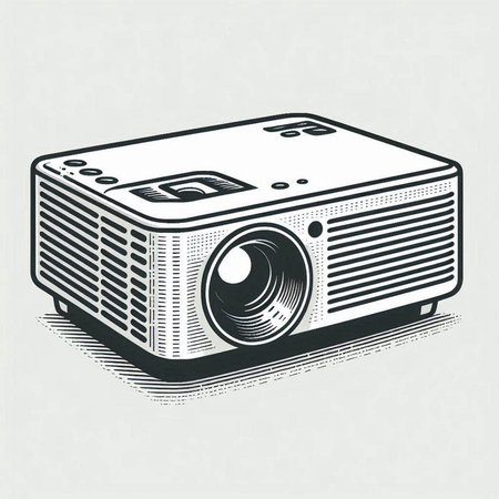 Projector isolated on white background. Vector illustration in retro style.