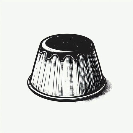 Pudding with chocolate glaze. Vector illustration in retro style.