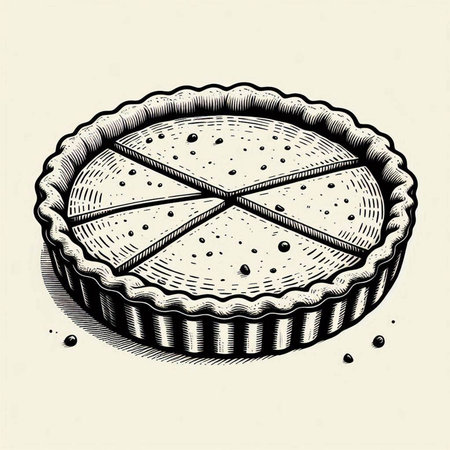 Hand drawn sketch of a pie. Vector illustration in vintage style.